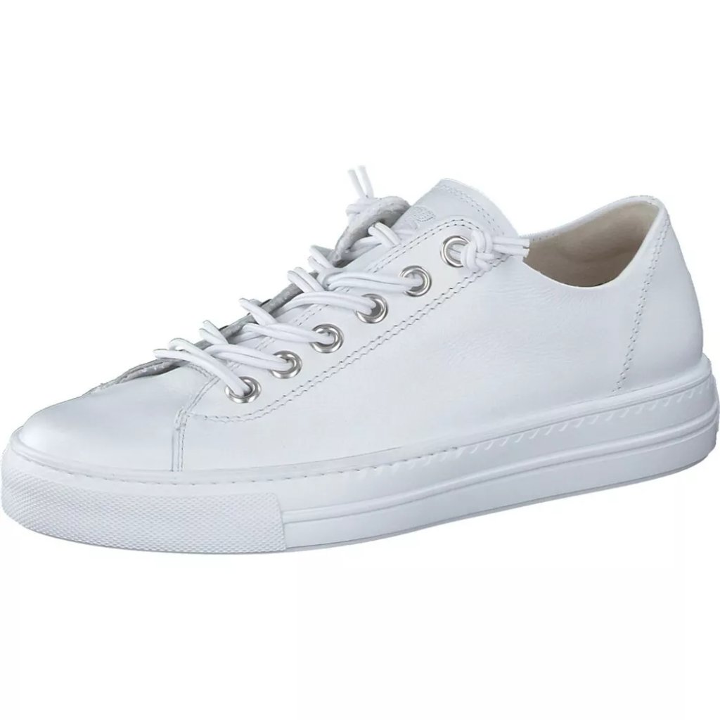 New $420 Paul Green Hadley Platform Sneaker White Leather Silver 9 (Td21.5)